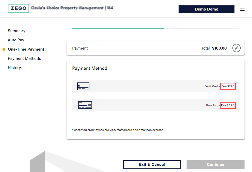 What Are The Fees Next To Each Payment Type?